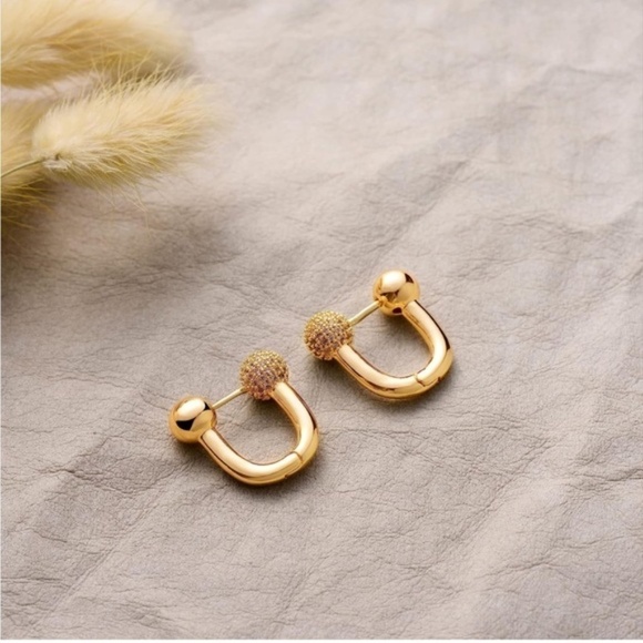 GOLD 14k Gold Plated Minimalist Earrings - Picture 1 of 4
